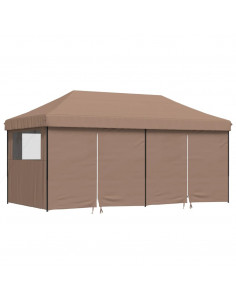 Tendone per Feste Pieghevole Pop-Up con 4 Pareti Marrone 2