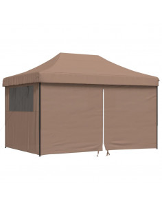 Tendone per Feste Pieghevole Pop-Up con 4 Pareti Marrone 2