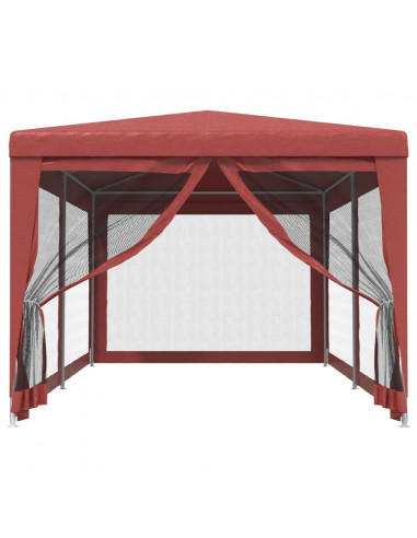 Tenda per Feste con 6 Pareti Laterali in Rete Rossa 3x6 m HDPE