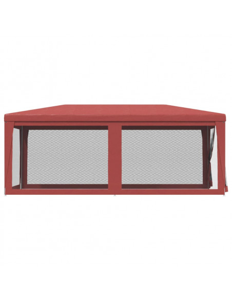 Tenda per Feste con 6 Pareti Laterali in Rete Rossa 3x6 m HDPE