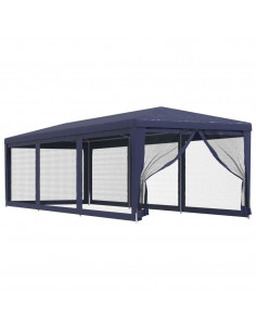 Tenda per Feste con 8 Pareti Laterali in Rete Blu 3x9 m HDPE 2