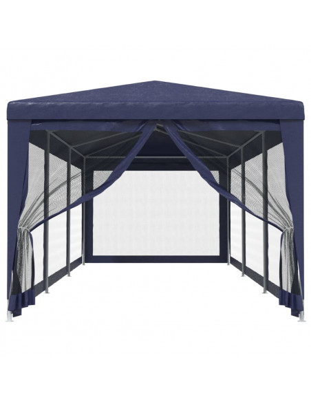 Tenda per Feste con 8 Pareti Laterali in Rete Blu 3x9 m HDPE