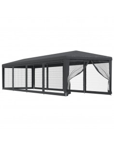 Tenda per Feste con 10 Pareti in Rete Antracite 3x12 m in HDPE 2
