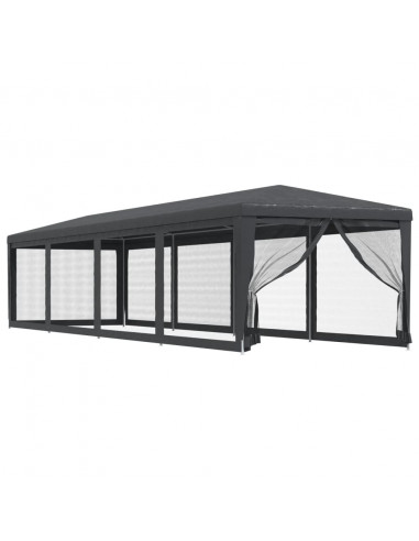 Tenda per Feste con 10 Pareti in Rete Antracite 3x12 m in HDPE