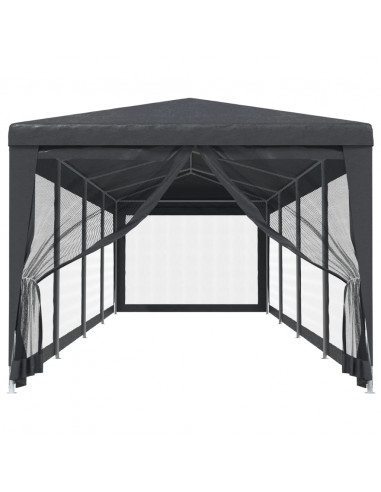 Tenda per Feste con 10 Pareti in Rete Antracite 3x12 m in HDPE