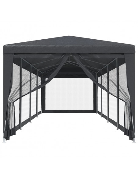 Tenda per Feste con 10 Pareti in Rete Antracite 3x12 m in HDPE