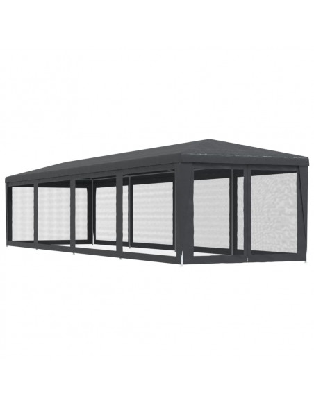 Tenda per Feste con 10 Pareti in Rete Antracite 3x12 m in HDPE