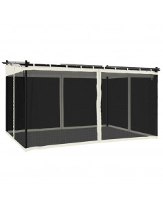 Gazebo con Pareti in Rete Crema 4x3 m in Acciaio 2