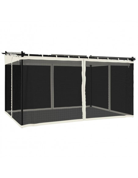 Gazebo con Pareti in Rete Crema 4x3 m in Acciaio