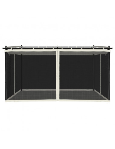 Gazebo con Pareti in Rete Crema 4x3 m in Acciaio