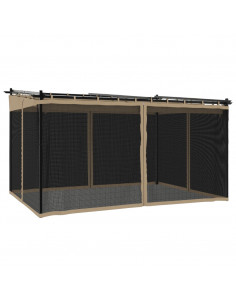 Gazebo con Pareti in Rete Tortora 4x3 m in Acciaio 2