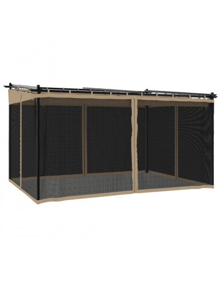 Gazebo con Pareti in Rete Tortora 4x3 m in Acciaio