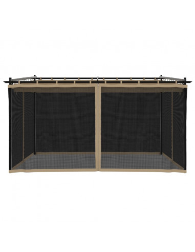 Gazebo con Pareti in Rete Tortora 4x3 m in Acciaio