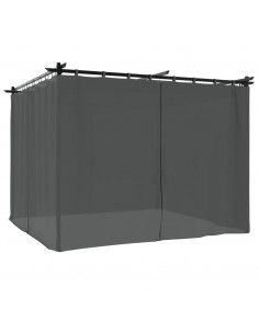 Gazebo con Tende Antracite 3x3 m in Acciaio 2