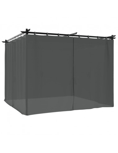 Gazebo con Tende Antracite 3x3 m in Acciaio