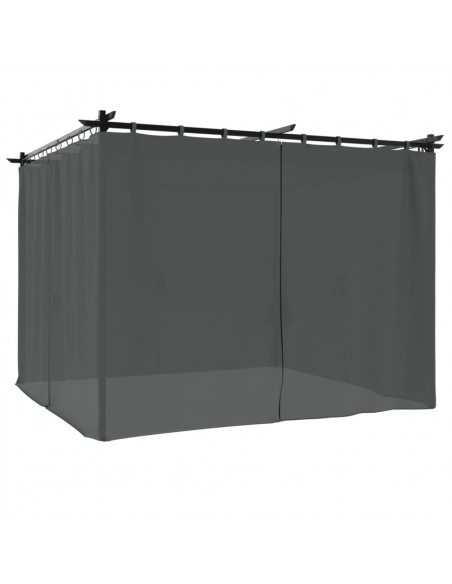 Gazebo con Tende Antracite 3x3 m in Acciaio