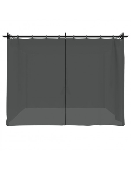 Gazebo con Tende Antracite 3x3 m in Acciaio