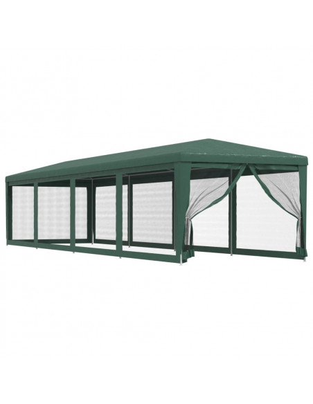 Tenda per Feste con 10 Pareti Laterali in Rete Verde 3x12m HDPE