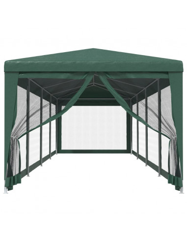 Tenda per Feste con 10 Pareti Laterali in Rete Verde 3x12m HDPE