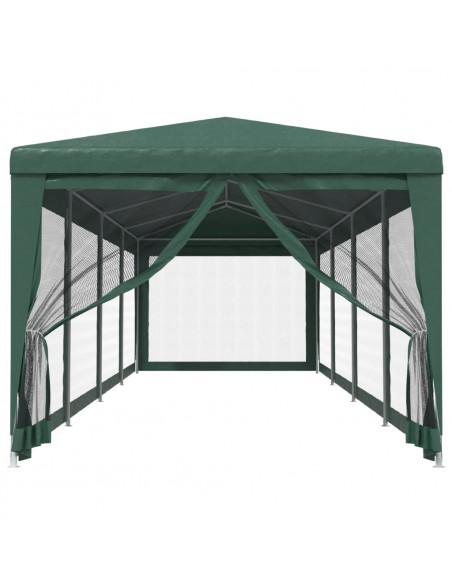 Tenda per Feste con 10 Pareti Laterali in Rete Verde 3x12m HDPE