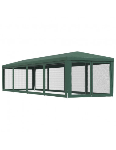 Tenda per Feste con 10 Pareti Laterali in Rete Verde 3x12m HDPE