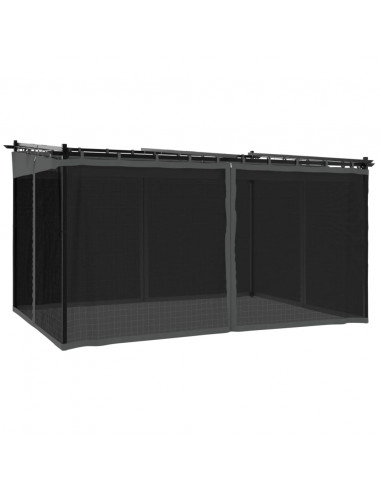 Gazebo con Pareti in Rete Antracite 4x3 m in Acciaio