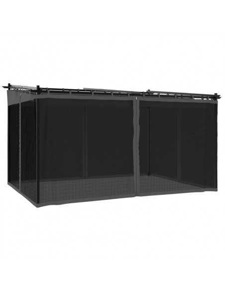 Gazebo con Pareti in Rete Antracite 4x3 m in Acciaio