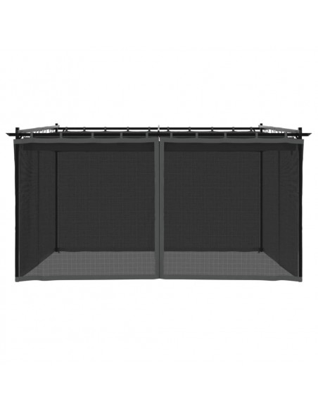 Gazebo con Pareti in Rete Antracite 4x3 m in Acciaio