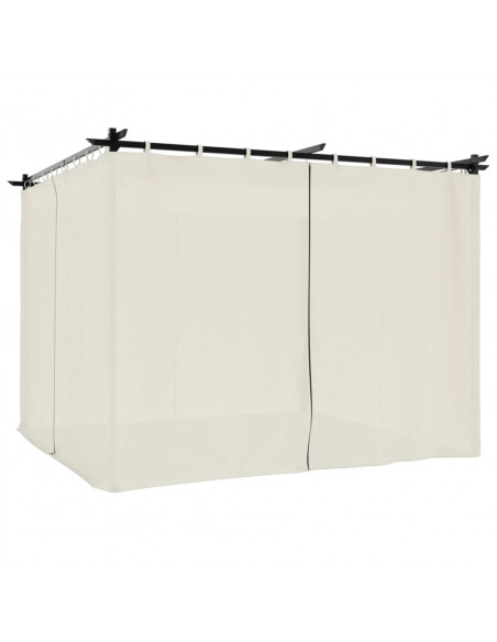 Gazebo con Tende Crema 3x3 m in Acciaio