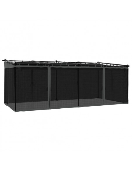 Gazebo con Pareti in Rete Antracite 6x3 m in Acciaio