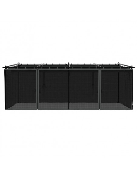Gazebo con Pareti in Rete Antracite 6x3 m in Acciaio
