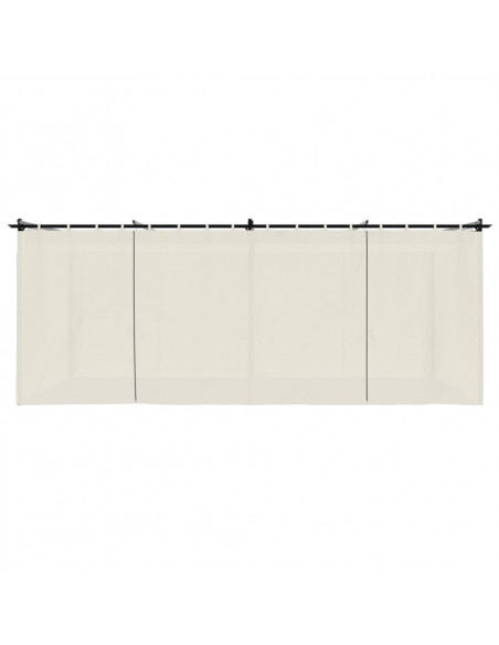 Gazebo con Tende Crema 6x3 m in Acciaio