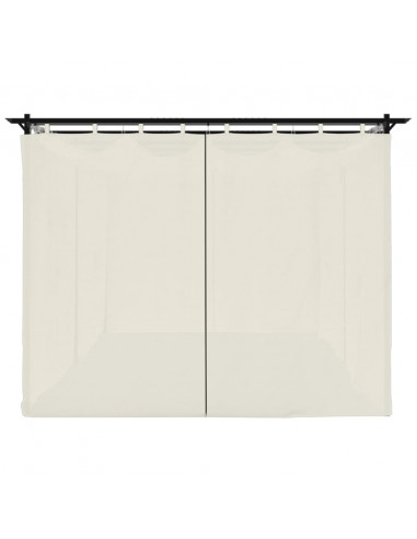 Gazebo con Tende Crema 6x3 m in Acciaio