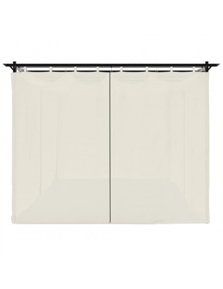 Gazebo con Tende Crema 6x3 m in Acciaio