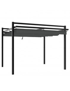 Gazebo Giardino con Tetto Retrattile Antracite 3x3 m Alluminio 2