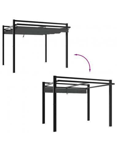 Gazebo Giardino con Tetto Retrattile Antracite 3x3 m Alluminio