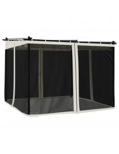 Gazebo con Pareti in Rete Crema 3x3 m in Acciaio 2