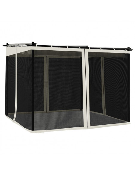 Gazebo con Pareti in Rete Crema 3x3 m in Acciaio