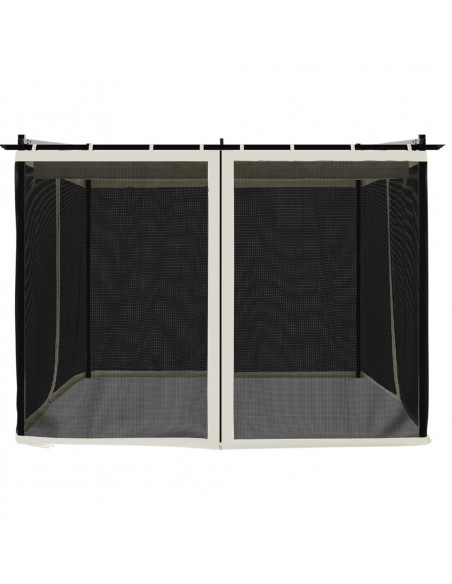 Gazebo con Pareti in Rete Crema 3x3 m in Acciaio