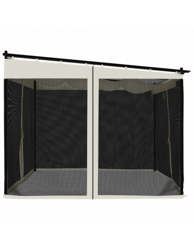 Gazebo con Pareti in Rete Crema 3x3 m in Acciaio