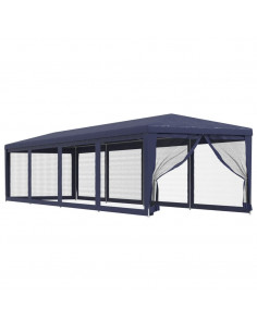 Tenda per Feste con 10 Pareti Laterali in Rete Blu 3x12 m HDPE 2