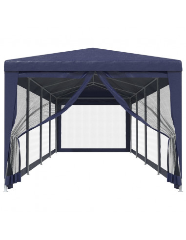 Tenda per Feste con 10 Pareti Laterali in Rete Blu 3x12 m HDPE