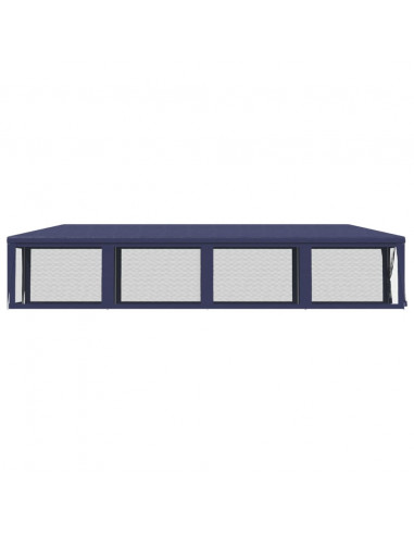 Tenda per Feste con 10 Pareti Laterali in Rete Blu 3x12 m HDPE