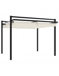 Gazebo da Giardino con Tetto Retrattile Crema 3x3m in Alluminio 2