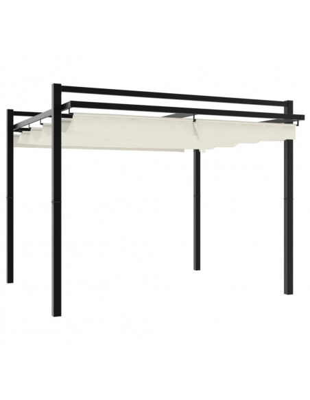 Gazebo da Giardino con Tetto Retrattile Crema 3x3m in Alluminio