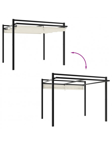 Gazebo da Giardino con Tetto Retrattile Crema 3x3m in Alluminio