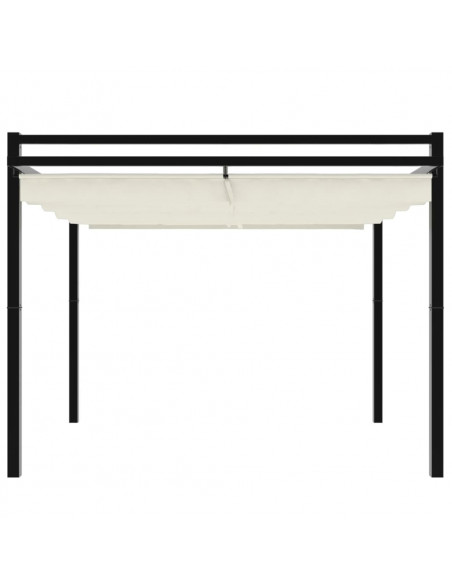 Gazebo da Giardino con Tetto Retrattile Crema 3x3m in Alluminio
