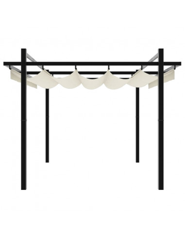 Gazebo da Giardino con Tetto Retrattile Crema 3x3m in Alluminio