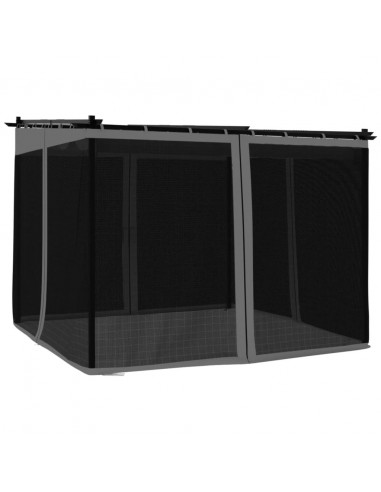 Gazebo con Pareti in Rete Antracite 3x3 m in Acciaio