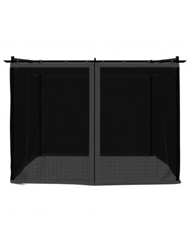Gazebo con Pareti in Rete Antracite 3x3 m in Acciaio